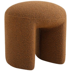 Everet Round Ottoman - Brown Boucle by Interior Secrets - AfterPay Available