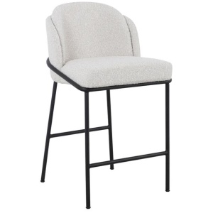 Ex Display - Abiram 65cm Bar Stool - Pearl Grey Boucle by Interior Secrets - AfterPay Available