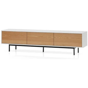 Ex Display - Alto 2m TV Entertainment Unit With Natural Drawers - Black Frame by Interior Secrets - AfterPay Available