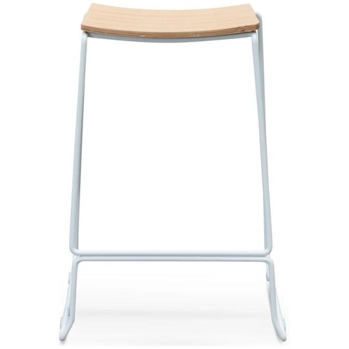 Ex Display - Apollo Bar Stool With Natural Timber Seat - White Frame by Interior Secrets - AfterPay Available