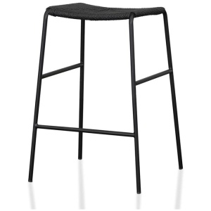 Ex Display - Carrillo 65cm Rattan Barstool - Full Black by Interior Secrets - AfterPay Available