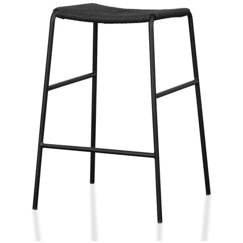 Ex Display - Carrillo 65cm Rattan Barstool - Full Black by Interior Secrets - AfterPay Available