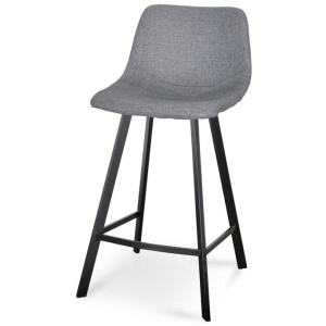 Ex Display - Duke 65cm Fabric Bar Stool - Dark Grey by Interior Secrets - AfterPay Available