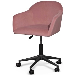 Ex Display - Enoch Blush Velvet Office Chair - Black Base by Interior Secrets - AfterPay Available