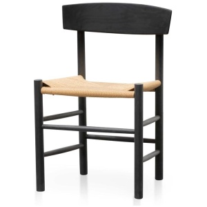 Ex Display - Erika Rattan Black Dining Chair - Natural Seat by Interior Secrets - AfterPay Available
