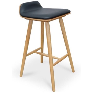 Ex Display - Finn Bar stool - Black PU - Natural by Interior Secrets - AfterPay Available