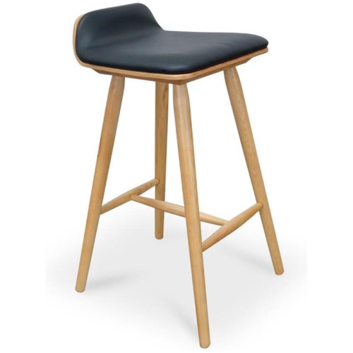 Ex Display - Finn Bar stool - Black PU - Natural by Interior Secrets - AfterPay Available