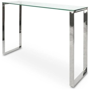 Ex Display - Freder Console Table With Tempered Glass - Polished Stainless Steel by Interior Secrets - AfterPay Available