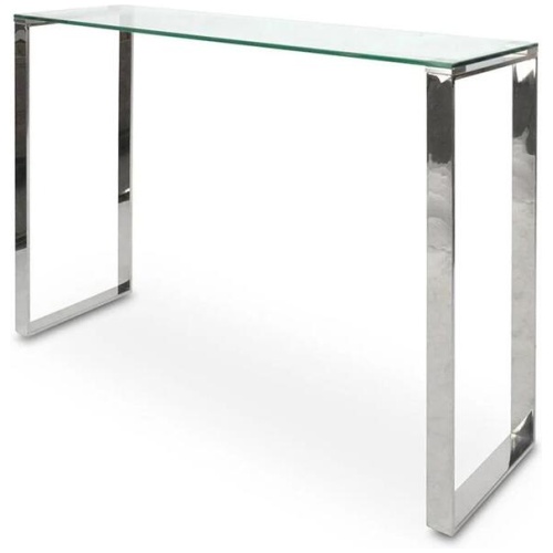 Ex Display - Freder Console Table With Tempered Glass - Polished Stainless Steel by Interior Secrets - AfterPay Available