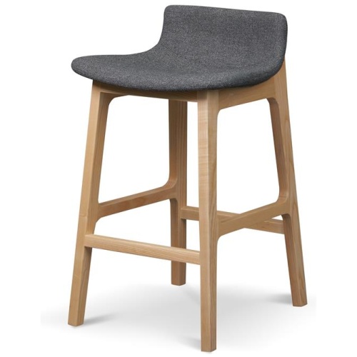 Ex Display - Harris 65cm Grey Bar Stool - Natural Legs by Interior Secrets - AfterPay Available