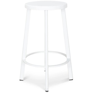 Ex Display - James 65cm Timber Seat Bar Stool - White by Interior Secrets - AfterPay Available