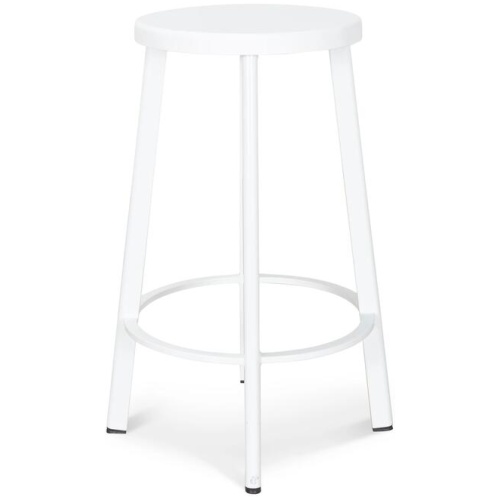Ex Display - James 65cm Timber Seat Bar Stool - White by Interior Secrets - AfterPay Available