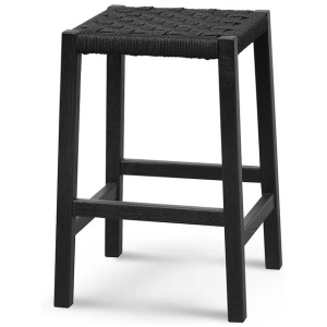 Ex Display - Jolen 65cm Rattan Bar Stool - Full Black by Interior Secrets - AfterPay Available