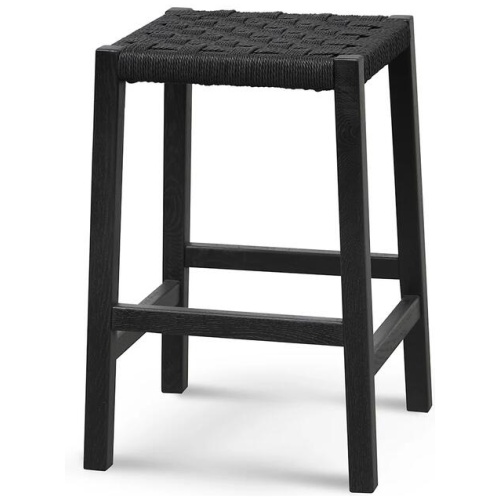 Ex Display - Jolen 65cm Rattan Bar Stool - Full Black by Interior Secrets - AfterPay Available