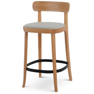 Ex Display - Josue 65cm Fabric Bar Stool - Natural with Silver Grey Seat by Interior Secrets - AfterPay Available