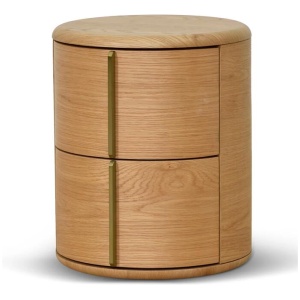 Ex Display - Leonard 46cm Round Bedside Table - Natural by Interior Secrets - AfterPay Available
