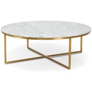 Ex Display - Lorenz 100cm Round Marble Coffee Table - Brushed Gold Base by Interior Secrets - AfterPay Available