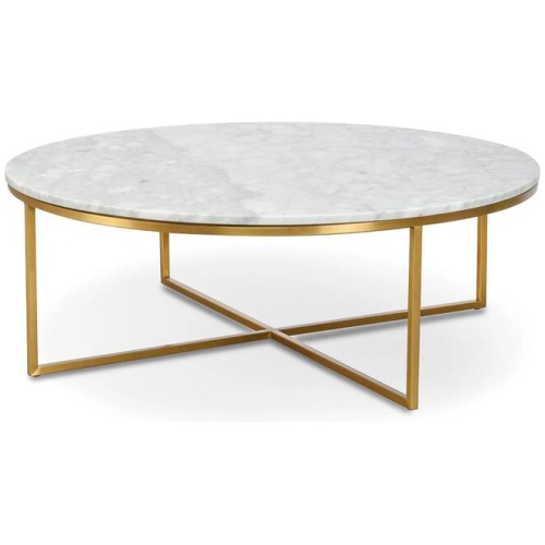 Ex Display - Lorenz 100cm Round Marble Coffee Table - Brushed Gold Base by Interior Secrets - AfterPay Available