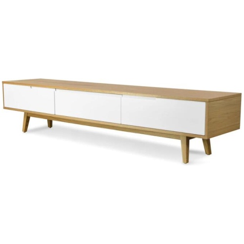 Ex Display - Marc 2.1m Wooden Scandinavian TV Unit - Lowline - Natural by Interior Secrets - AfterPay Available