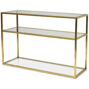 Ex Display - Noel 1.2m Glass Console Table - Gold Base by Interior Secrets - AfterPay Available