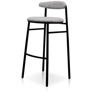 Ex Display - Oneal 75cm Fabric Bar Stool - Silver Grey and Black Legs-V1 by Interior Secrets - AfterPay Available