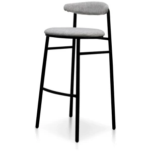 Ex Display - Oneal 75cm Fabric Bar Stool - Silver Grey and Black Legs-V1 by Interior Secrets - AfterPay Available