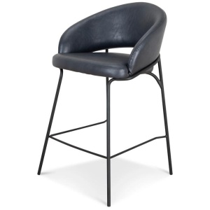 Ex Display - Rabi Fabric Bar Stool - Full Black - Last One by Interior Secrets - AfterPay Available