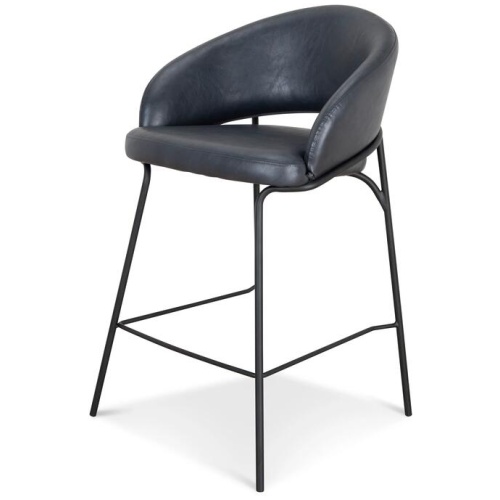 Ex Display - Rabi Fabric Bar Stool - Full Black - Last One by Interior Secrets - AfterPay Available