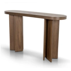 Ex Display - Roshan 1.3m Pill Shape Console Table - Caramel Oak by Interior Secrets - AfterPay Available