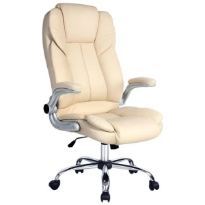 Executive Office Chair Leather Tilt Beige