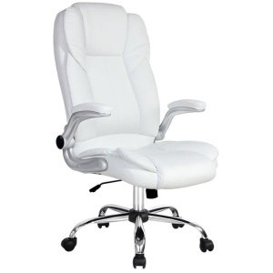 Executive Office Chair Leather Tilt White