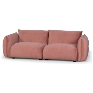 Ferrell 3 Seater Sofa - Blush Pink Velvet With Brass Frame by Interior Secrets - AfterPay Available