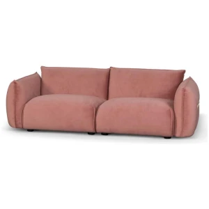 Ferrell 3 Seater Sofa - Blush Pink Velvet With Brass Frame by Interior Secrets - AfterPay Available