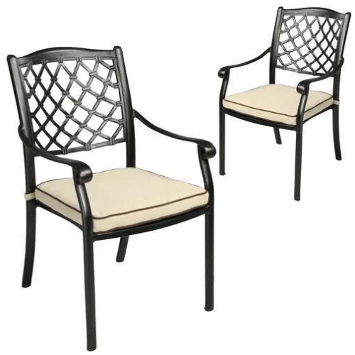 Fiji Metal Outdoor Dining chair with cushions (1 pair)