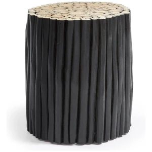 Filippo Teak Stool - Black by Interior Secrets - AfterPay Available