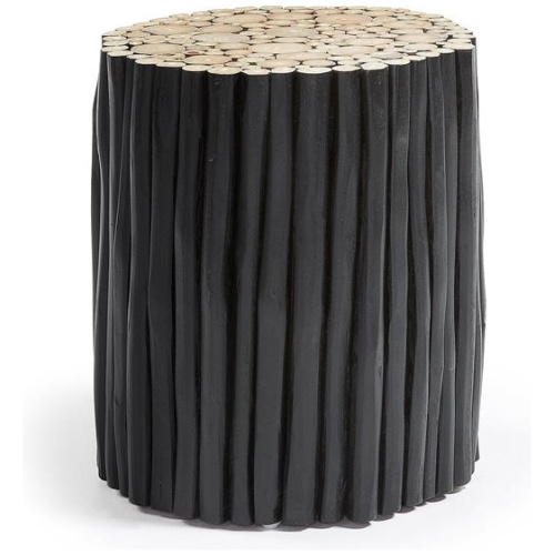 Filippo Teak Stool - Black by Interior Secrets - AfterPay Available