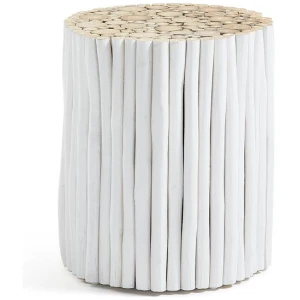 Filippo Teak Stool - White by Interior Secrets - AfterPay Available