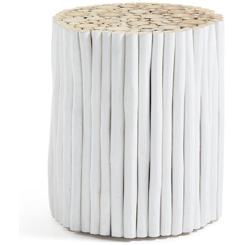 Filippo Teak Stool - White by Interior Secrets - AfterPay Available