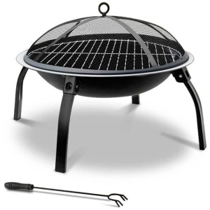 Fire Pit BBQ Charcoal Smoker Portable Outdoor Camping Pits Patio Fireplace 22"