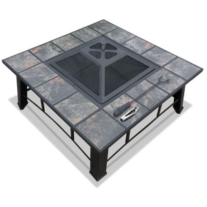 Fire Pit BBQ Grill Smoker Table Outdoor Garden Ice Pits Wood Firepit