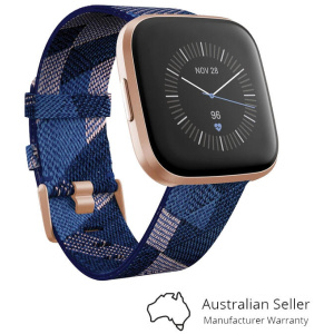 Fitbit Versa 2 Smart Fitness Watch Special Edition - Navy / Pink Woven