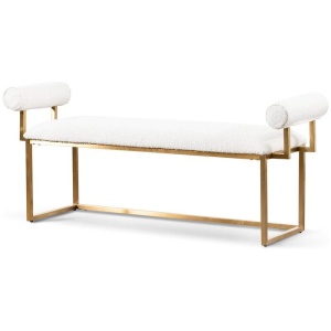 Florence Daisy White Boucle Bench - Brushed Gold Base by Interior Secrets - AfterPay Available