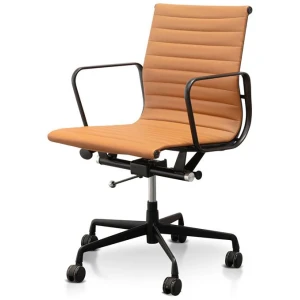 Floyd Low Back Office Chair - Saddle Tan in Black Frame by Interior Secrets - AfterPay Available