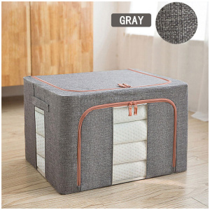 Foldable Storage Box Crushed Steel Frame Clothes Quilt Toys Organizer 24L