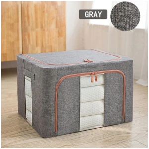 Foldable Storage Box Crushed Steel Frame Clothes Quilt Toys Organizer 24L
