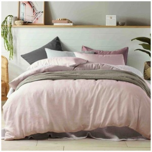 French Linen Peach Quilt Cover by Vintage Design Homeware King