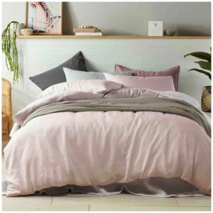French Linen Peach Quilt Cover by Vintage Design Homeware King