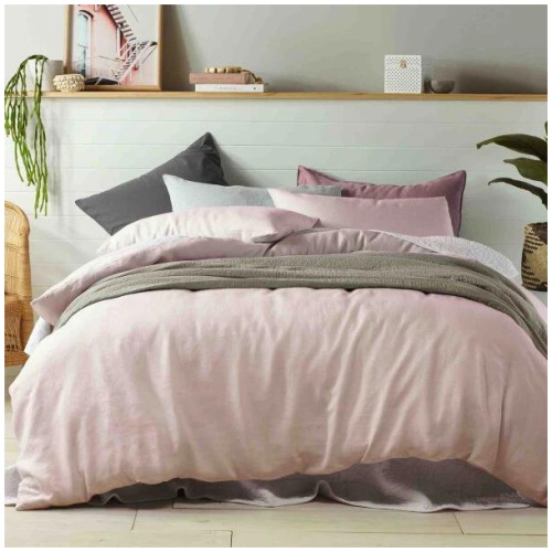French Linen Peach Quilt Cover by Vintage Design Homeware King