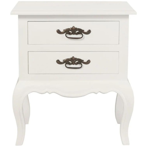 French Provincial 2 Drawer Side Table (White)
