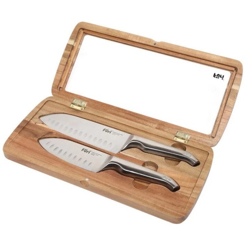 Furi Pro East West Japanese Stainless Steel Santoku Knife Set of 2